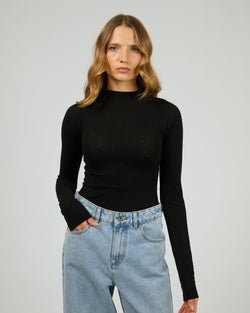 SILENT THEORY Priya Layering Long Sleeve Top - BLACK