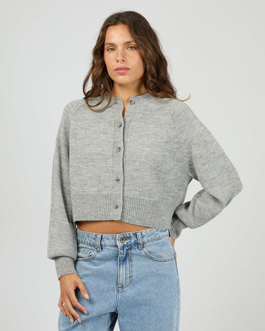 SILENT THEORY Lotus Knit Cardigan - GREY MARBLE