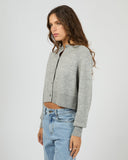 SILENT THEORY Lotus Knit Cardigan - GREY MARBLE