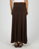SILENT THEORY Twist Detail Maxi Skirt - CHOCOLATE
