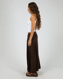 SILENT THEORY Twist Detail Maxi Skirt - CHOCOLATE