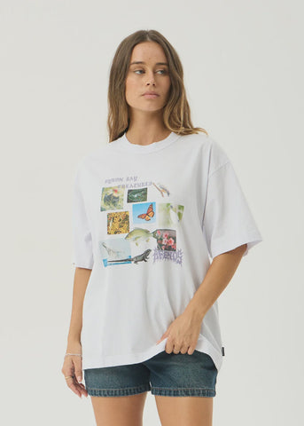 AFENDS Creatures Recycled Boxy Tee - WHITE