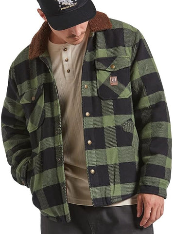 BRIXTON Durham Lined Jacket - BLACK/WILD GREEN FLANNEL