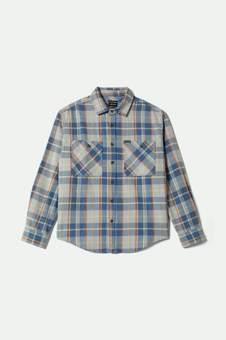 BRIXTON Vitage Wash Flannel - SOFT BLUE/ORANGE