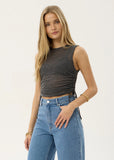 AFENDS Libra Sheer Drawstring Tank - CHARCOAL