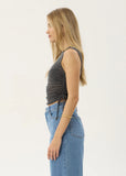 AFENDS Libra Sheer Drawstring Tank - CHARCOAL