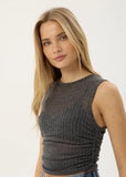 AFENDS Libra Sheer Drawstring Tank - CHARCOAL