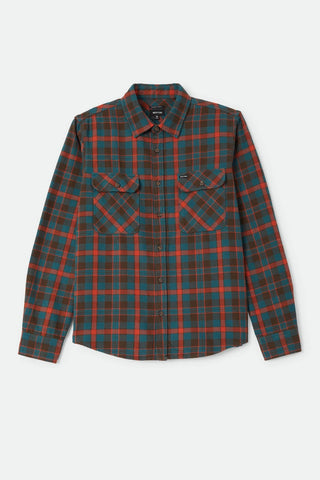 BRIXTON Bowery Flannel - WALNUT BROWN/ ULTRA MARINE