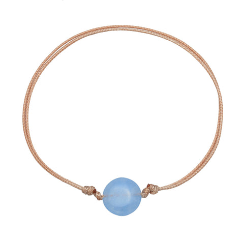 CLASSICS 77 - Circular Aquamarine Anklet On Natural Cord