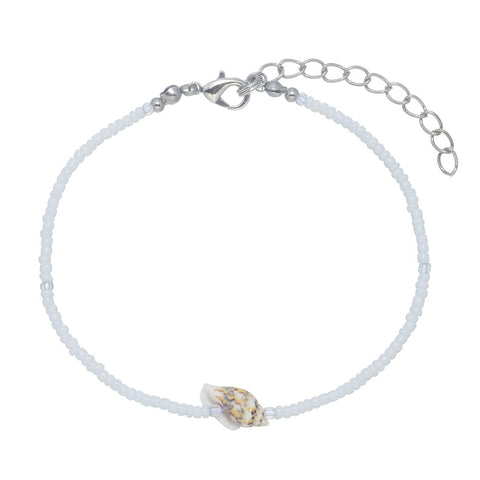 CLASSICS 77 White Seed Bead & Seashell Anklet