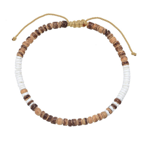 CLASSIC 77 Coconut & Shell Anklet - Adjustable