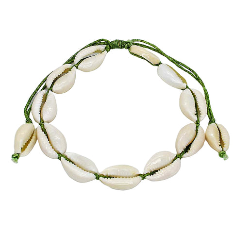 CLASSICS 77 Cowrie Shell Anklet with Green Thread