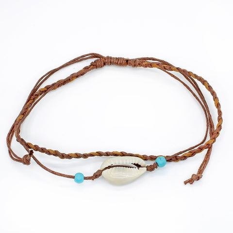 CLASSICS 77 - Brown Thread Anklet With Shell
