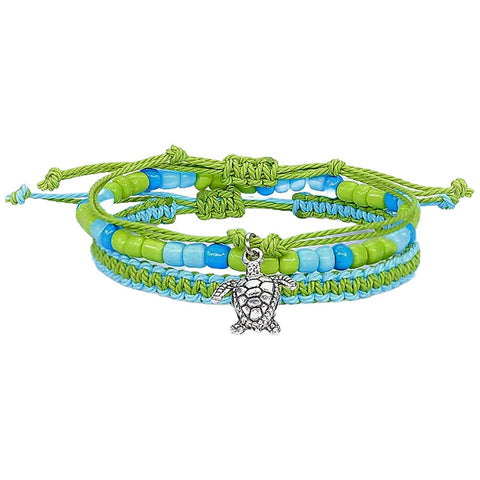 CLASSICS 77 3 Strand Aqua & Green Turtle Bracelet Set