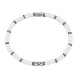 CLASSICS 77 White Shell And Hermatite Bracelet With Cylinder Wave Beads