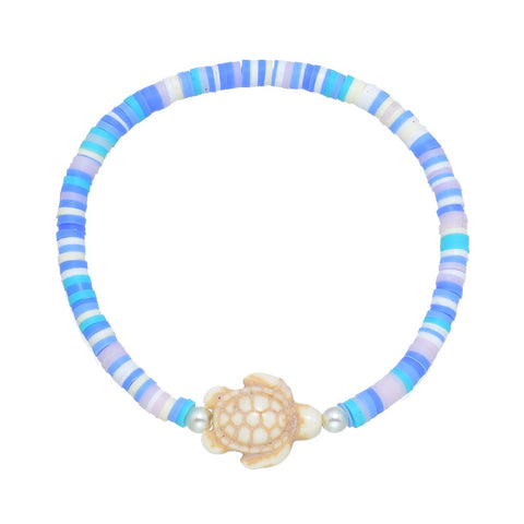 CLASSICS 77 Light Blue Heishi Turtle Bracelet