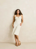 RHYTHM Polka Midi Dress - CREAM
