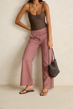 RHYRHM Lucy Check Wide Leg Pant - RUST