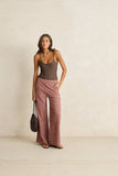 RHYRHM Lucy Check Wide Leg Pant - RUST