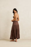 RHYTHM Classic Tiered Maxi Skirt - CHOCOLATE