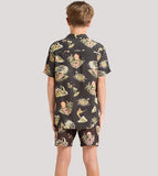 THE MAD HUEYS - Frothin Out Youth Woven Shirt - BLACK”