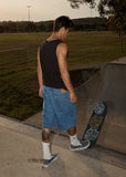 AFENDS Lil C Denim Baggy Fit Short 22 Inch - WORN BLUE