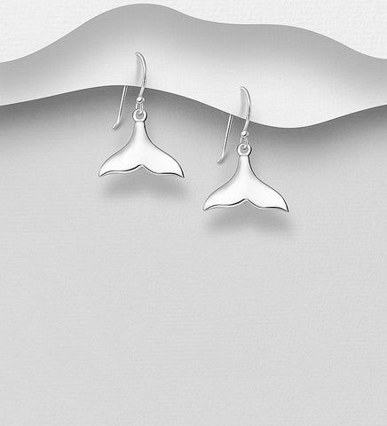 925 Sterling Silver Whale Tail Hook Earrings
