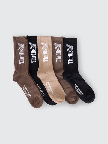 THRILLS Workwear 5 Pack Sock - DESERT/BLACK/SILVER GREY