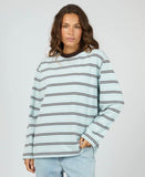 SILENT THEORY Long Sleeve Striped Top - LIGHT BLUE