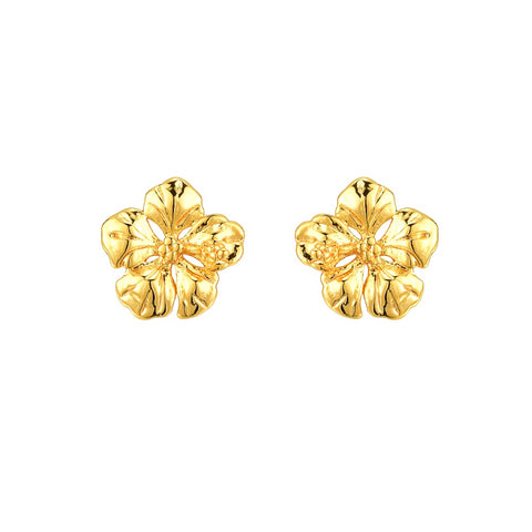 CLASSICS 77 Dainty Hibiscus  Gold Earrings