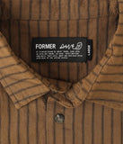 FORMER Reynolds Striped Short Sleeve Shirt - BARK
