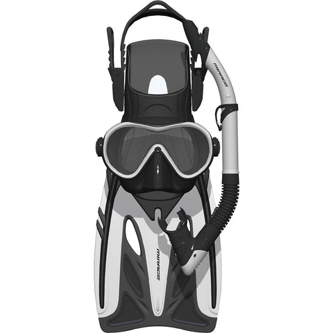MIRAGE Phantom Adult Mask, Snorkel, Fin Set - WHITE