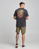 THE MAD HUEYS Kraken Tins Short Sleeve Tee - WASHED BLACK