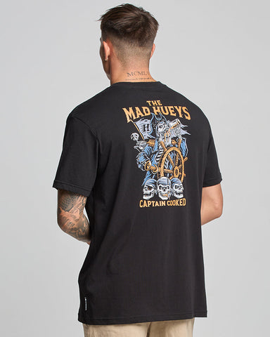 THE MAD HUEYS - Captain Cooked Tee - BLACK
