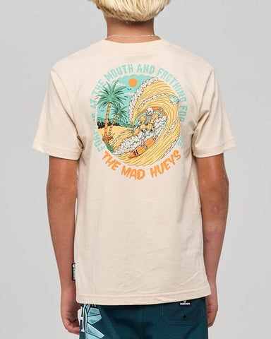 THE MAD HUEYS Frothing For More Youth SS Tee - CEMENT