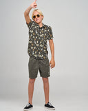THE MAD HUEYS - Croc Captain Youth Woven Shirt - BLACK