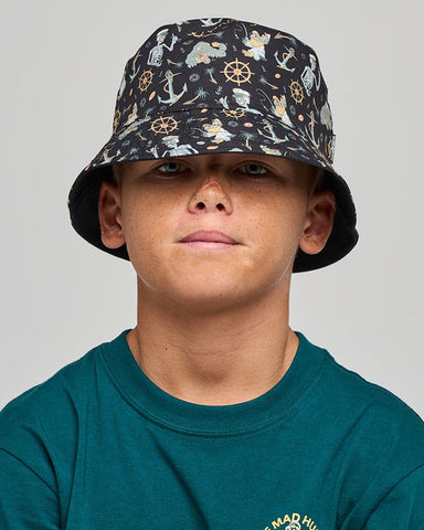 THE MAD HUEYS Croc Captain Reversible Bucket Hat YOUTH - BLACK