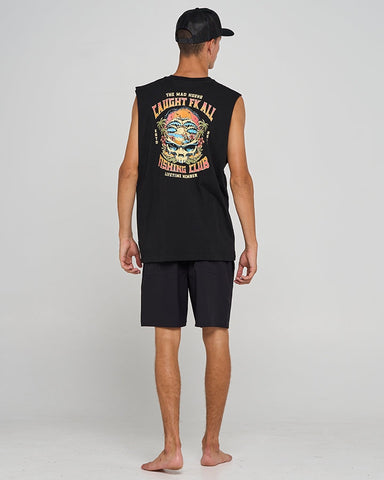THE MAD HUEYS Caught Fk All Skull Muscle - BLACK