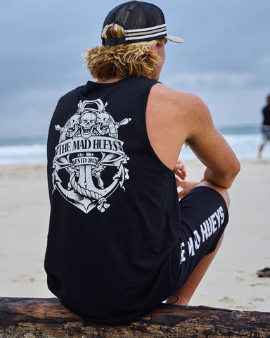 THE MAD HUEYS Triple Anchor Tank - BLACK