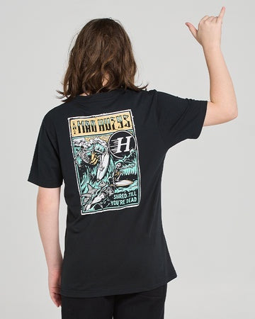 THE MAD HUEYS - Shred Til You're Dead Youth Short Sleeve Tee - BLACK