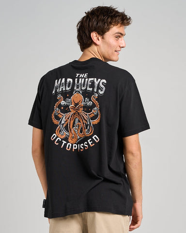 THE MAD HUEYS Anchor Octopissed Short Sleeve Tee - BLACK