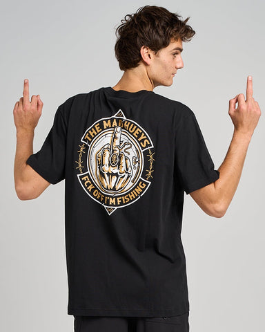 THE MAD HUEYS Fk Off Fish On Short Sleeve Tee - BLACK
