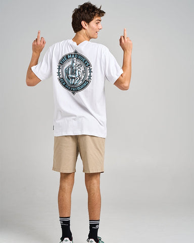 THE MAD HUEYS FK Off Fish On Short Sleeve Tee - WHITE
