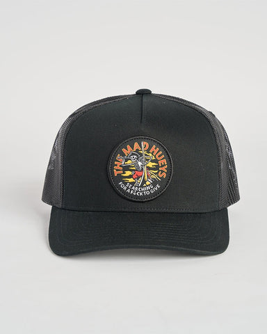 THE MAD HUEYS Searching For Some Fkrs Twill Trucker - BLACK