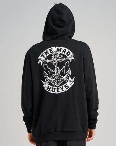 THE MAD HUEYS Drop Anchor Hooded Pullover - BLACK