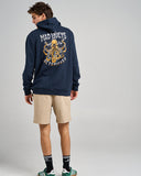 THE MAD HUEYS Anchor Octopissed Hooded Pullover - NAVY