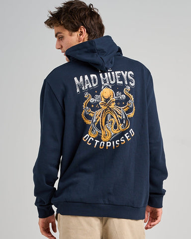THE MAD HUEYS Anchor Octopissed Hooded Pullover - NAVY