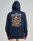 THE MAD HUEYS Anchor Octopissed Hooded Pullover - NAVY