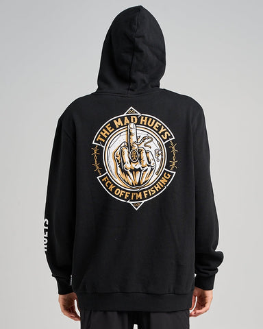 THE MAD HUEYS Fk Off On Hooded Pullover - BLACK