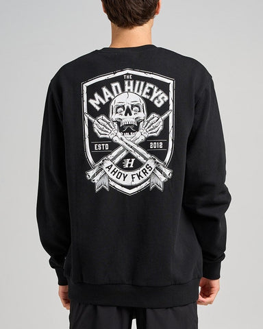 THE MAD HUEYS Ahoy Fkrs Shield Crew - BLACK